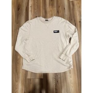 Puma Longsleeve Casual Shirt Men's Large Ivory Crewneck Crème